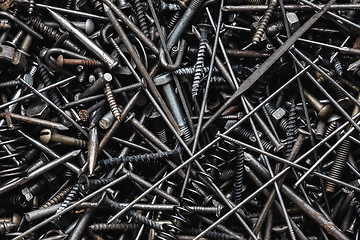 Image showing Bunch of old nuts bolts and nails
