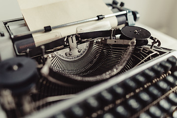 Image showing Metal parts of old typewriters