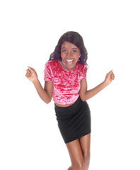Image showing Happy exited African woman