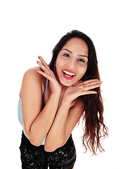 Image showing Happy young woman laughing