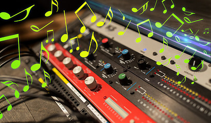 Image showing close up of music mixing console