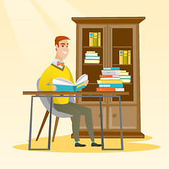 Image showing Student reading book vector illustration.