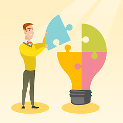 Image showing Student with idea lightbulb vector illustration.