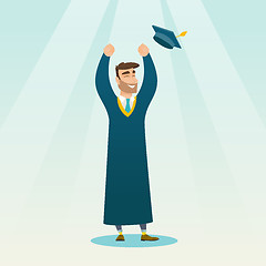 Image showing Graduate throwing up graduation hat.