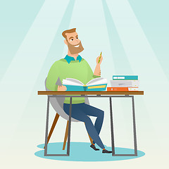 Image showing Student writing at the desk vector illustration.