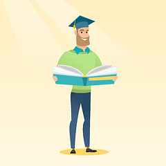 Image showing Graduate with book in hands vector illustration.