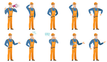 Image showing Vector set of builder characters.