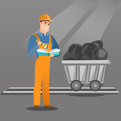 Image showing Miner checking documents vector illustration.