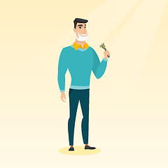 Image showing Man shaving his face vector illustration.