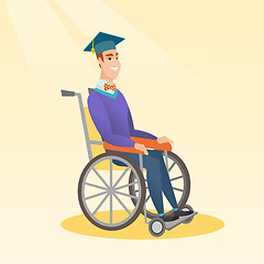 Image showing Graduate sitting in wheelchair vector illustration