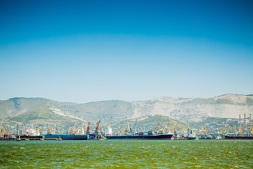 Image showing Panoramic view of sea port