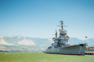 Image showing The cruiser Mikhail Kutuzov at the dock in Novorossiysk. 