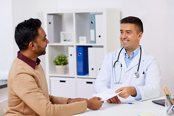 Image showing doctor and male patient meeting at clinic