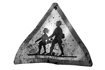 Image showing rusty warning sign for school children