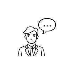 Image showing Speaking person hand drawn sketch icon.