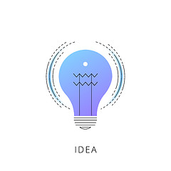 Image showing Neon idea bulb vector line icon.