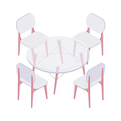 Image showing Isometric four chairs and transparent round table.