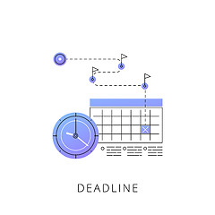 Image showing Neon deadline vector line icon.