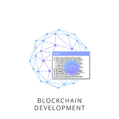 Image showing Neon blockchain development vector line icon.