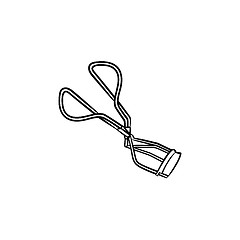 Image showing Eyelash curler hand drawn sketch icon.