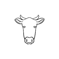 Image showing Cow head hand drawn sketch icon.