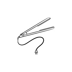 Image showing Hair straightener hand drawn sketch icon.