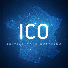 Image showing ICO initial coin offering banner with France map.