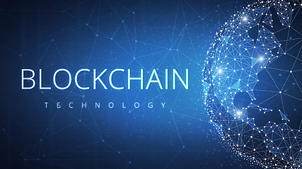 Image showing Blockchain technology futuristic hud banner.