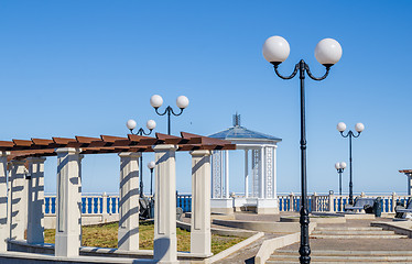 Image showing Beautiful romantic gazebo in a park by the sea in Sillamae, Est