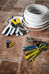 Image showing Tools for electrical installation, close-up