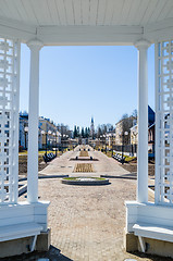 Image showing View of the alley from the gazebo, Sillamae, Estonia