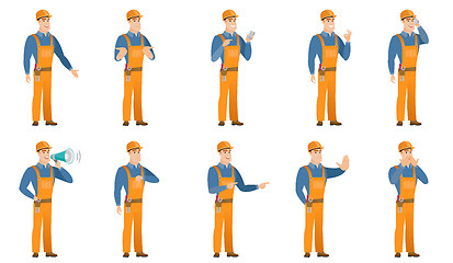 Image showing Vector set of builder characters.