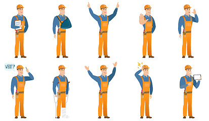 Image showing Vector set of builder characters.