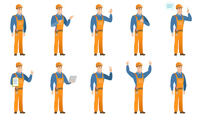 Image showing Vector set of builder characters.