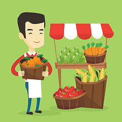 Image showing Greengrocer with fruits and vegetables.