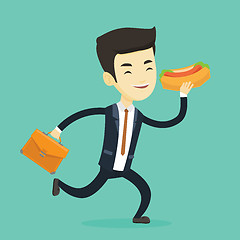 Image showing Business man eating hot dog vector illustration.