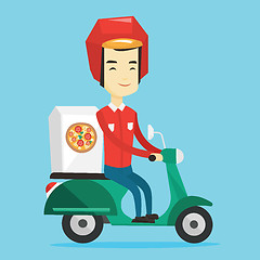 Image showing Man delivering pizza on scooter.