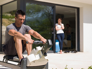 Image showing man doing morning exercises