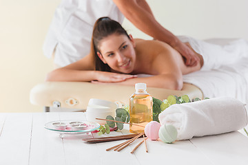 Image showing picture of happy beautiful woman in massage salon