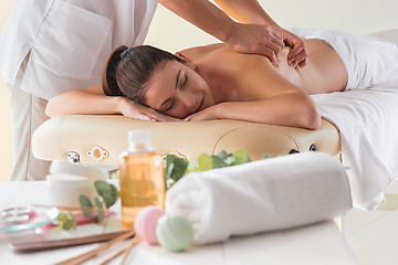 Image showing The picture of beautiful woman in massage salon