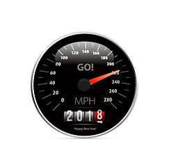 Image showing Calendar 2018 in speedometer car.