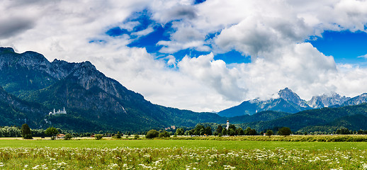 Image showing Beautiful natural landscape of the Alps. Forggensee and Schwanga