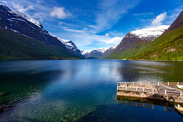 Image showing lovatnet lake Beautiful Nature Norway.