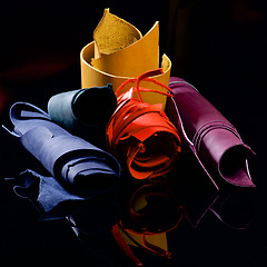 Image showing Rolls of Colorful Leather