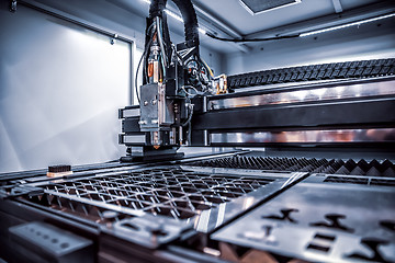 Image showing CNC Laser cutting of metal, modern industrial technology.