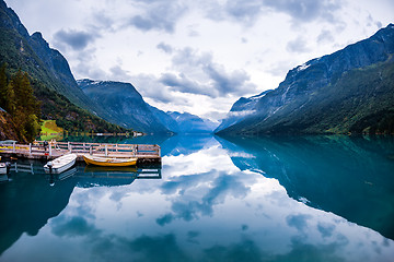 Image showing lovatnet lake Beautiful Nature Norway.