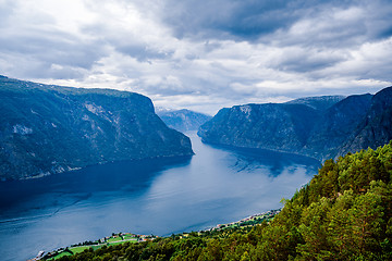 Image showing Beautiful Nature Norway Stegastein Lookout.