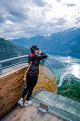 Image showing Nature photographer. Stegastein Lookout.