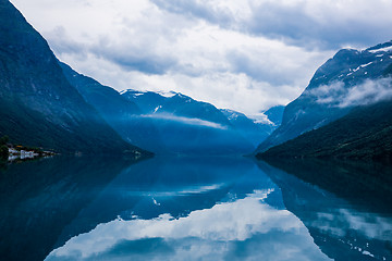 Image showing lovatnet lake Beautiful Nature Norway.