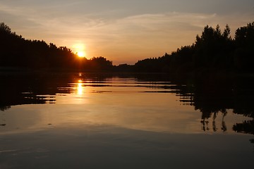 Image showing Sunset over a river